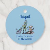 Fijne leuke robots trio cartoon bedankjes labels (Achterkant)