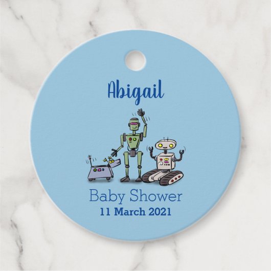 Fijne leuke robots trio cartoon bedankjes labels (Voorkant)