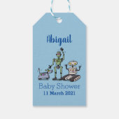 Fijne leuke robots trio cartoon cadeaulabel (Achterkant)