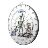 Fijne leuke robots trio cartoon dartbord (Voorkant Rechts)