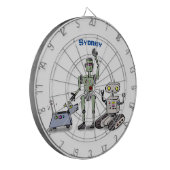Fijne leuke robots trio cartoon dartbord (Voorkant Links)
