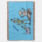 Fijne leuke robots trio cartoon deken (Voorkant Verticaal)