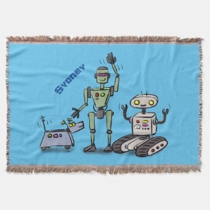 Fijne leuke robots trio cartoon deken