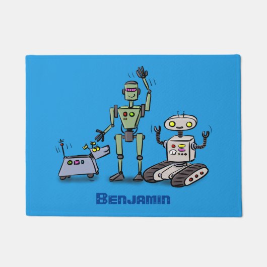 Fijne leuke robots trio cartoon deurmat (Voorkant)
