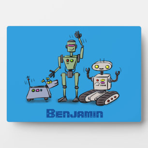 Fijne leuke robots trio cartoon fotoplaat