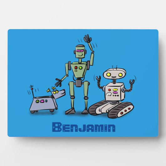 Fijne leuke robots trio cartoon fotoplaat (voorkant)