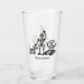 Fijne leuke robots trio cartoon glas (Achterkant)