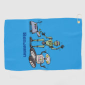 Fijne leuke robots trio cartoon golfhanddoek (Horizontaal)