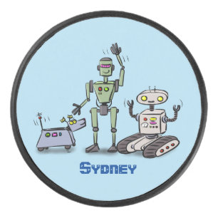 Fijne leuke robots trio cartoon hockey puck