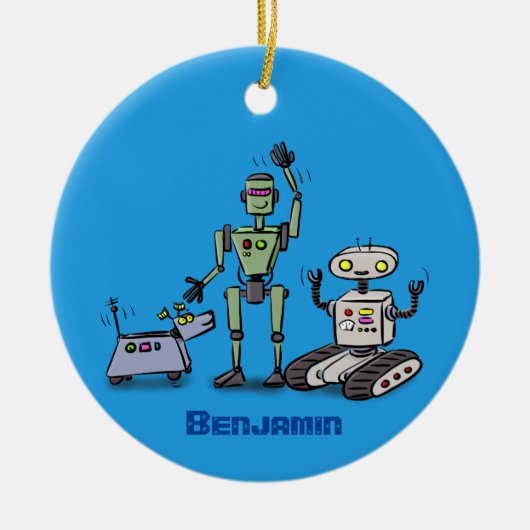 Fijne leuke robots trio cartoon keramisch ornament (Voorkant)