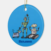 Fijne leuke robots trio cartoon keramisch ornament (Links)