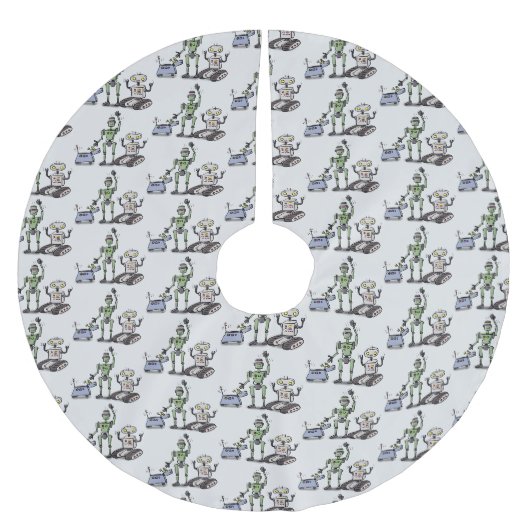 Fijne leuke robots trio cartoon kerstboom rok (Voorkant)