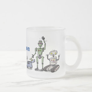 Fijne leuke robots trio cartoon matglas koffiemok