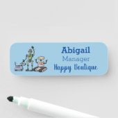 Fijne leuke robots trio cartoon naamplaatje (In situ)