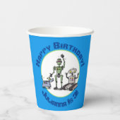 Fijne leuke robots trio cartoon papieren bekers (Achterkant)