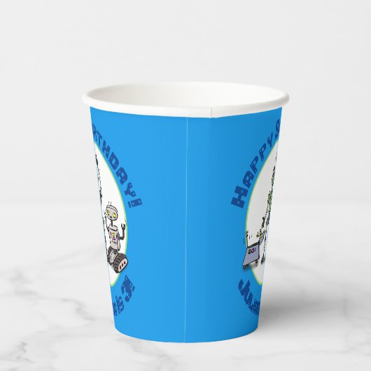 Fijne leuke robots trio cartoon papieren bekers (Rechts)