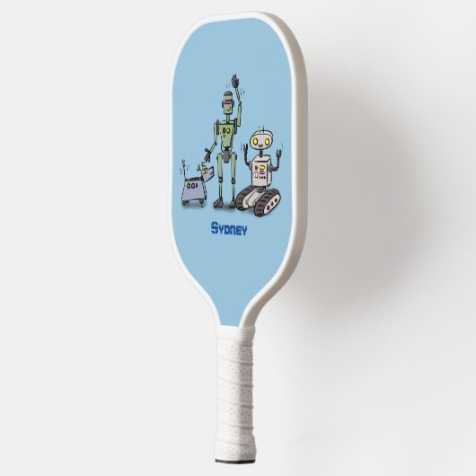 Fijne leuke robots trio cartoon pickleball paddle (Links)