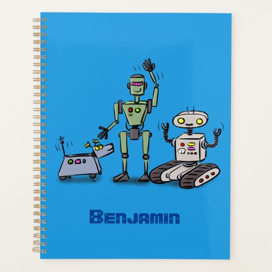 Fijne leuke robots trio cartoon planner (Voorkant)