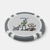 Fijne leuke robots trio cartoon poker chips (Enkel)