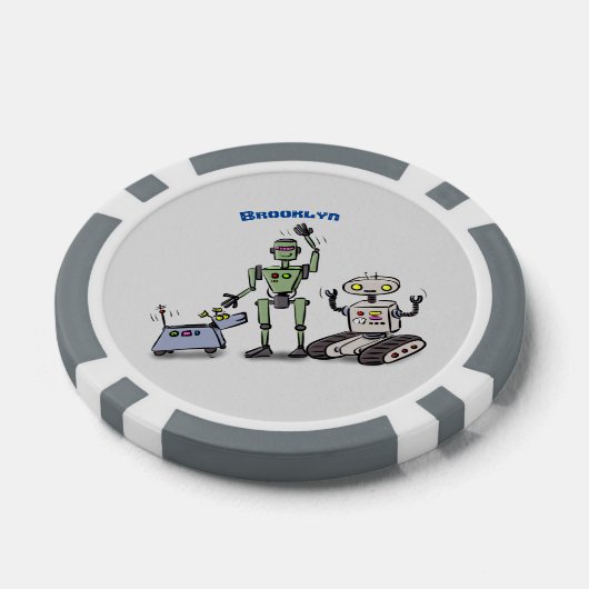 Fijne leuke robots trio cartoon poker chips (Enkel)