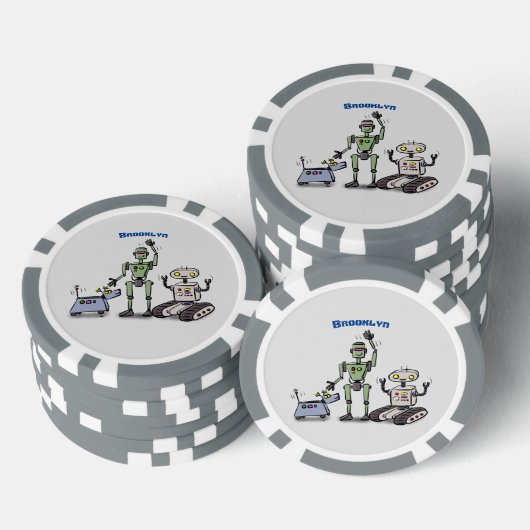 Fijne leuke robots trio cartoon poker chips (Opstapeling)