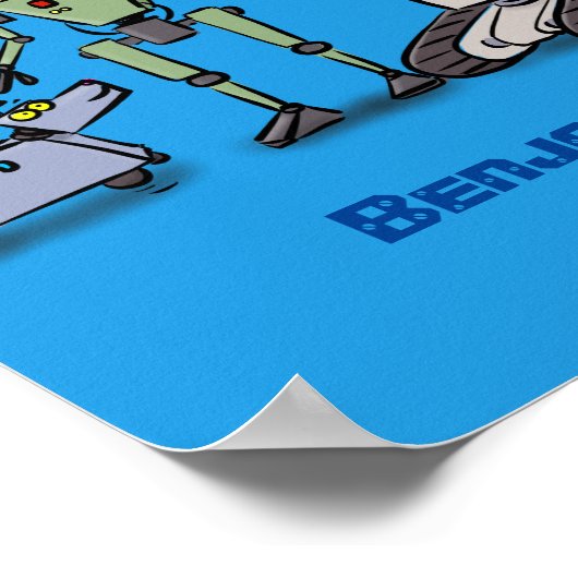 Fijne leuke robots trio cartoon poster (Hoek)