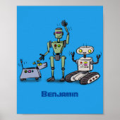 Fijne leuke robots trio cartoon poster (Voorkant)