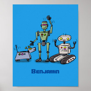 Fijne leuke robots trio cartoon poster