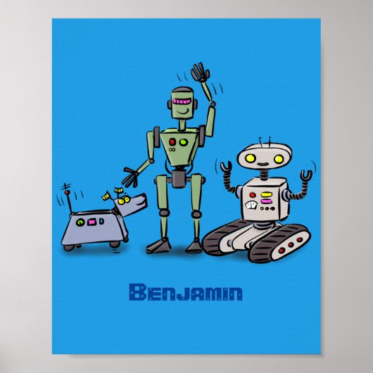 Fijne leuke robots trio cartoon poster (Voorkant)