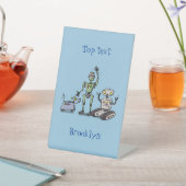 Fijne leuke robots trio cartoon reclamebord met voetstuk (Insitu)