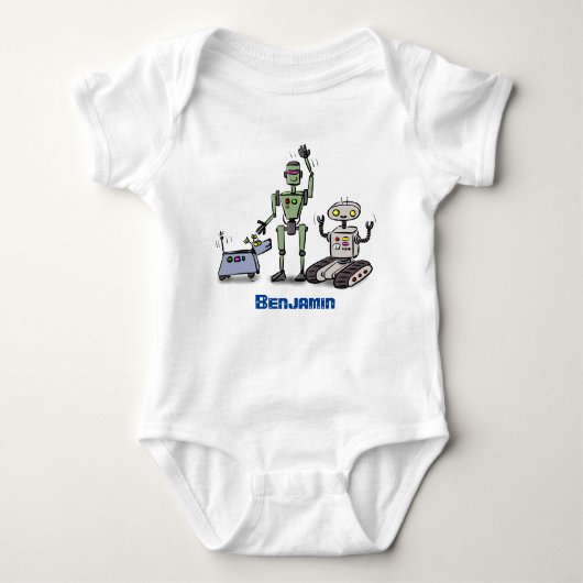 Fijne leuke robots trio cartoon romper (Voorkant)