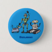 Fijne leuke robots trio cartoon ronde button 5,7 cm (Voorkant)