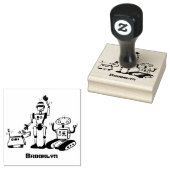 Fijne leuke robots trio cartoon rubberstempel (Gestempeld)