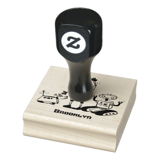 Fijne leuke robots trio cartoon rubberstempel (Stempel)