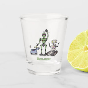 Fijne leuke robots trio cartoon shot glas