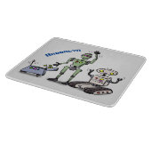 Fijne leuke robots trio cartoon snijplank (Hoek)