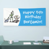 Fijne leuke robots trio cartoon spandoek (Beurs)