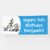 Fijne leuke robots trio cartoon spandoek (Horizontaal)