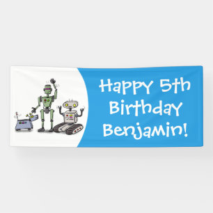 Fijne leuke robots trio cartoon spandoek