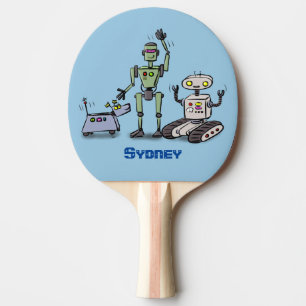 Fijne leuke robots trio cartoon tafeltennisbatje