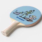 Fijne leuke robots trio cartoon tafeltennisbatje (Voorkant Gekanteld)