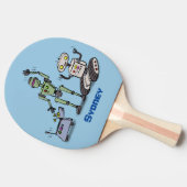 Fijne leuke robots trio cartoon tafeltennisbatje (Zijkant)