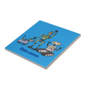 Fijne leuke robots trio cartoon tegeltje (Zijkant)