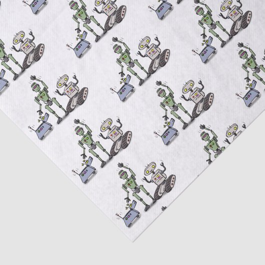 Fijne leuke robots trio cartoon tissuepapier (Detail)