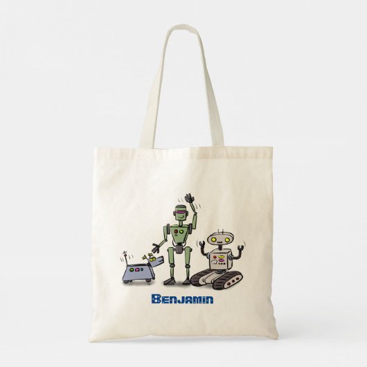 Fijne leuke robots trio cartoon tote bag (Achterkant)