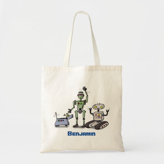 Fijne leuke robots trio cartoon tote bag (Voorkant)
