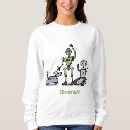 Fijne leuke robots trio cartoon trui (Voorkant)