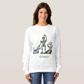 Fijne leuke robots trio cartoon trui (Voorkant volledig)
