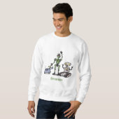 Fijne leuke robots trio cartoon trui (Voorkant volledig)