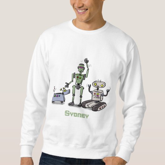 Fijne leuke robots trio cartoon trui (Voorkant)